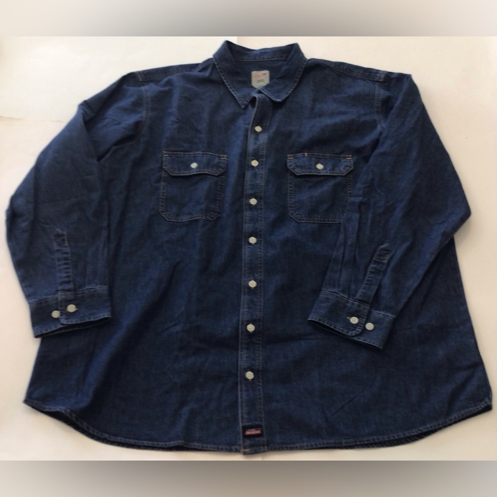 Dickies Shirt Mens 3XL Blue 100% Cotton Denim Long Sleeves Button Up